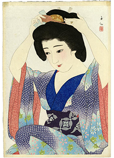Maiko Preparing Coiffure by Natori Shunsen